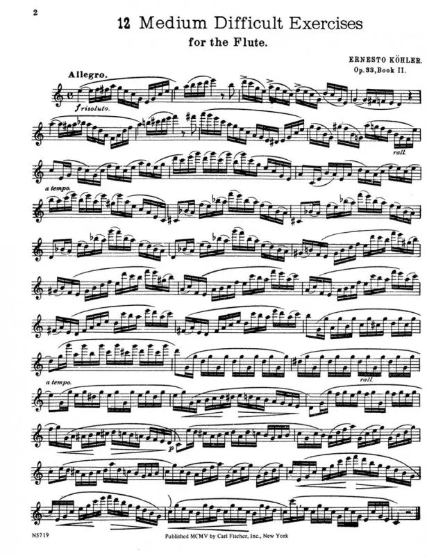 Ernesto Kohler - 35 Exercises for Flute Op 33 Book 2 (No 16-27)