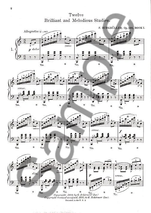 Burgmuller - 12 Brilliant and Melodious Studies Op 105 Piano Book