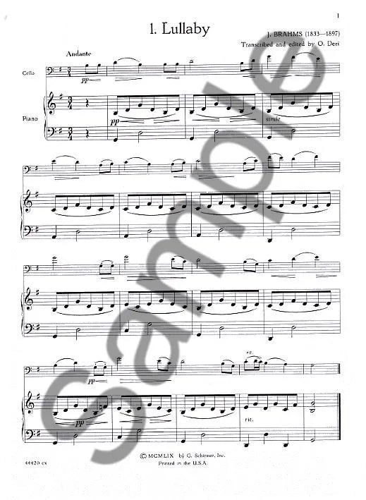 Solos For The Cello Player Cello/Piano