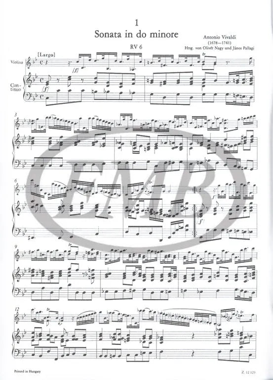 Vivaldi - 12 Sonatas Book 1 Violin with Piano Accompaniment