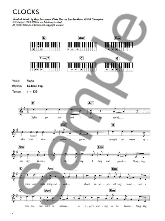 Coldplay - Easiest Keyboard Collection Songbook