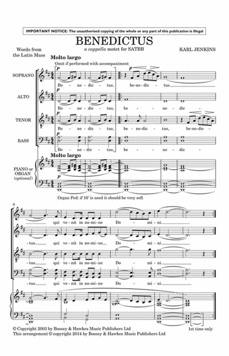 Benedictus From Armed Man Satbb A Cappella