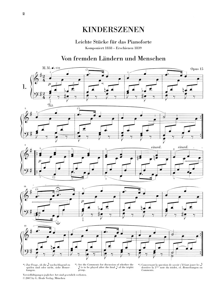 Schumann - Scenes From Childhood Op 15 Piano Book (Urtext Edition)