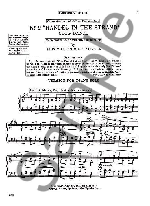 A Percy Grainger Piano Album Book