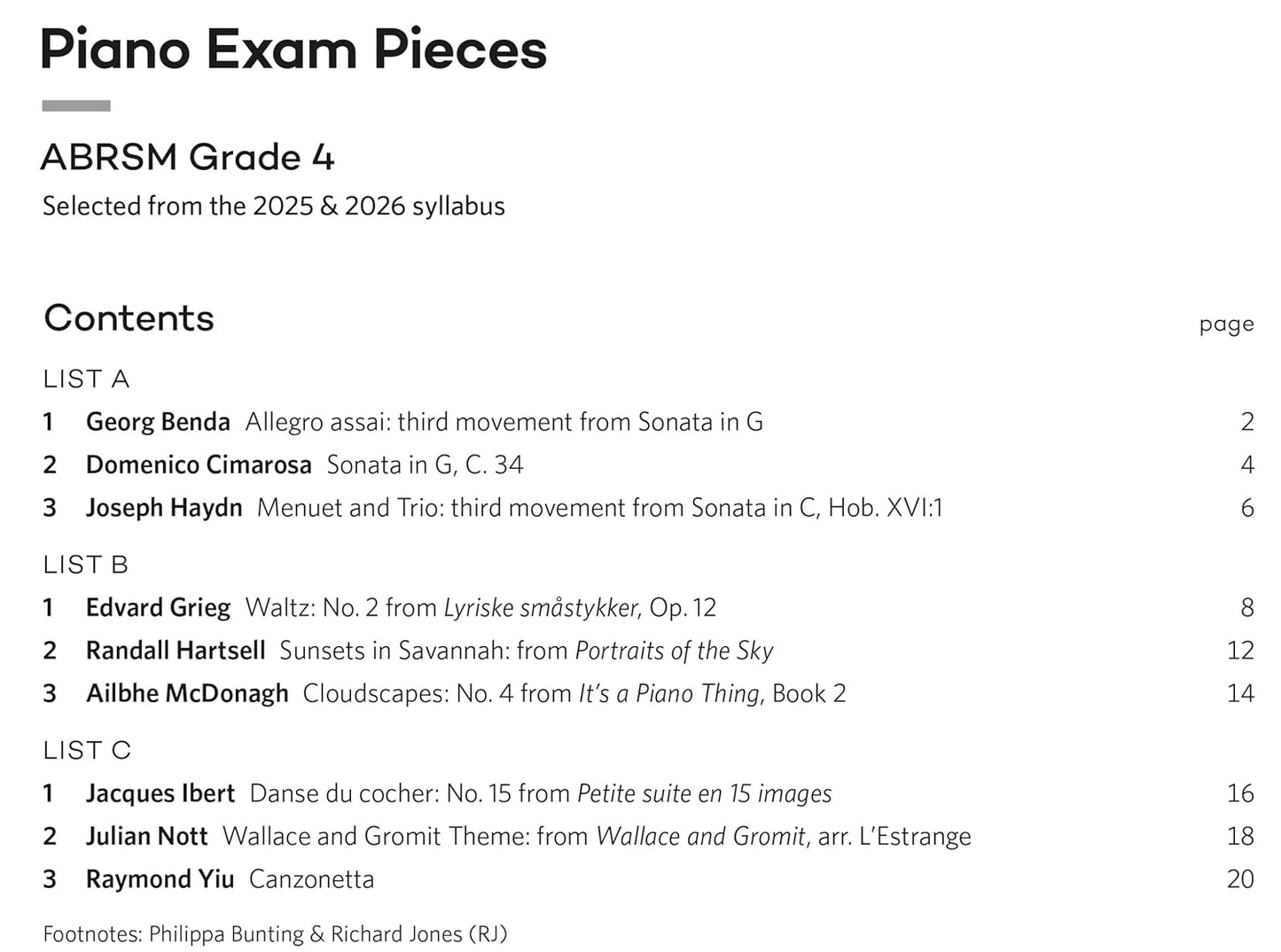 ABRSM Piano Exam Pieces - Grade 4 (2025-2026)