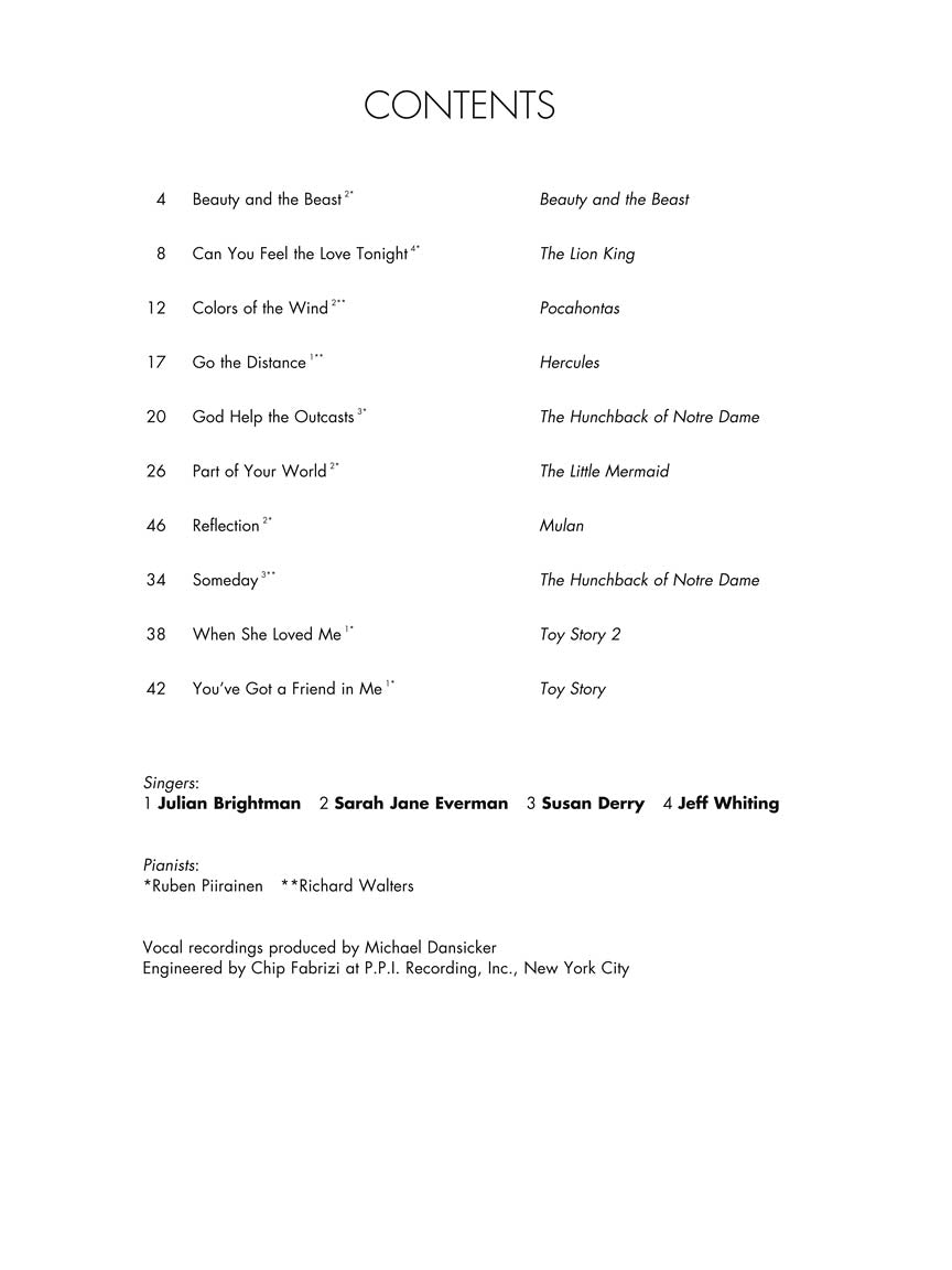 Disney Contemporary Songs Low Voice Book/Ola