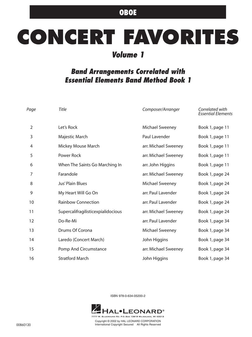 Essential Elements - Concert Favorites Volume 1 - Oboe Book