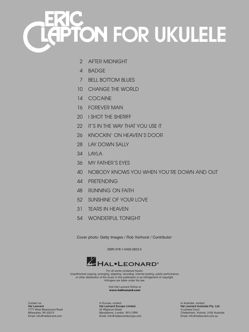 Eric Clapton For Ukulele Book (18 Songs)