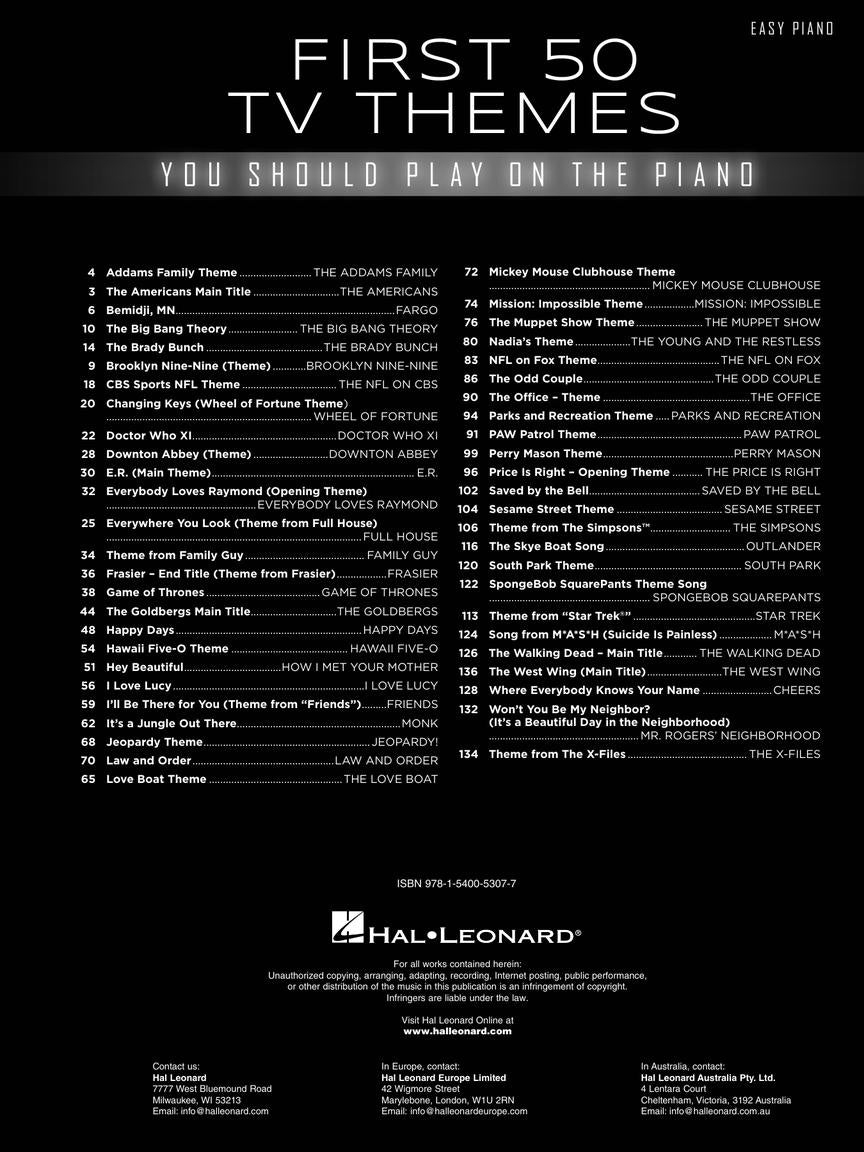 First 50 Tv Themes You Should Play On Piano Book