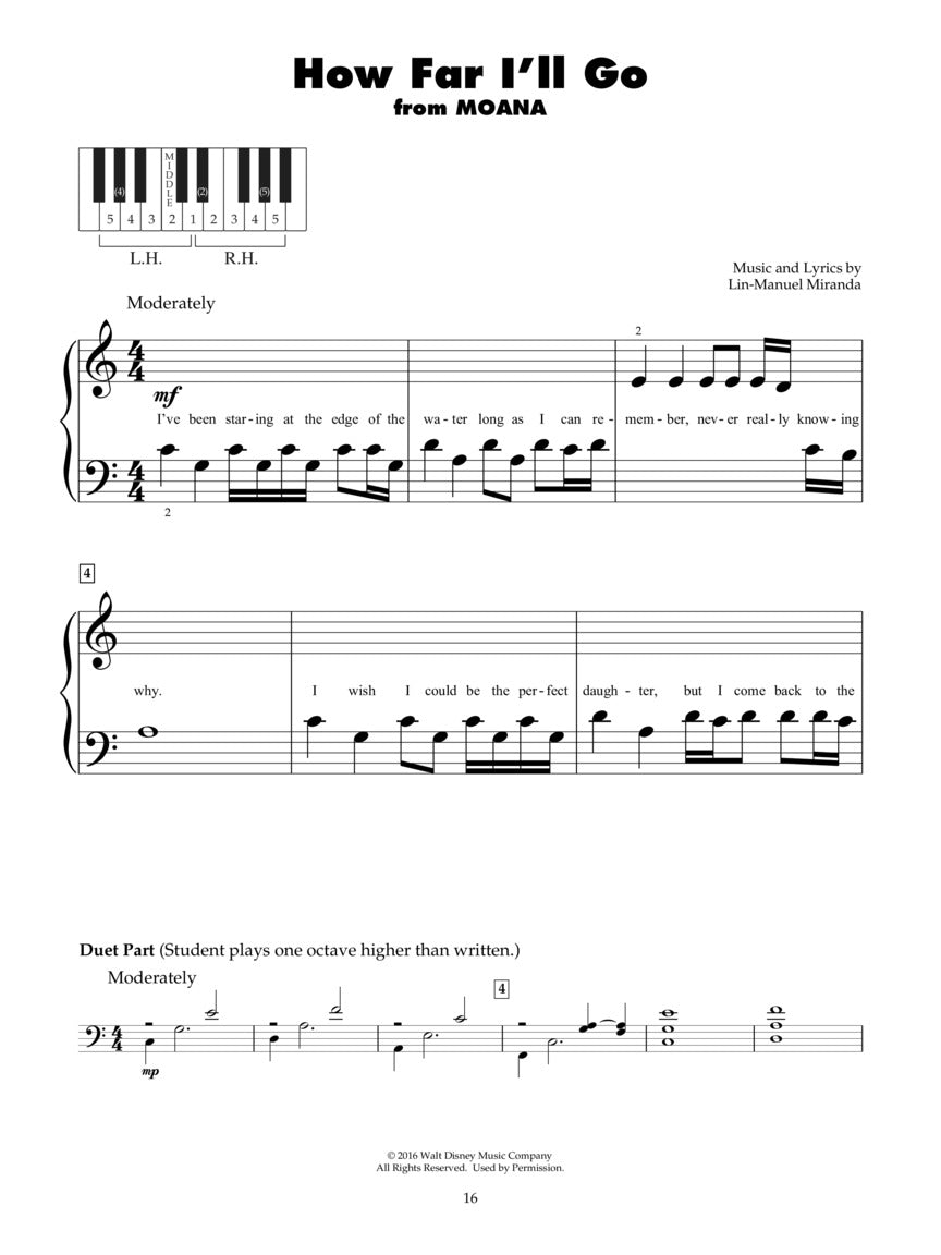 Disney Latest Movie Hits - 5 Finger Piano Book with Lyrics