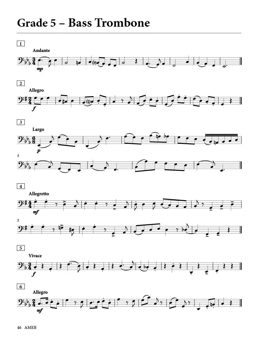 AMEB Trombone & Euphonium Series 2 - Sight Reading Book (2021)
