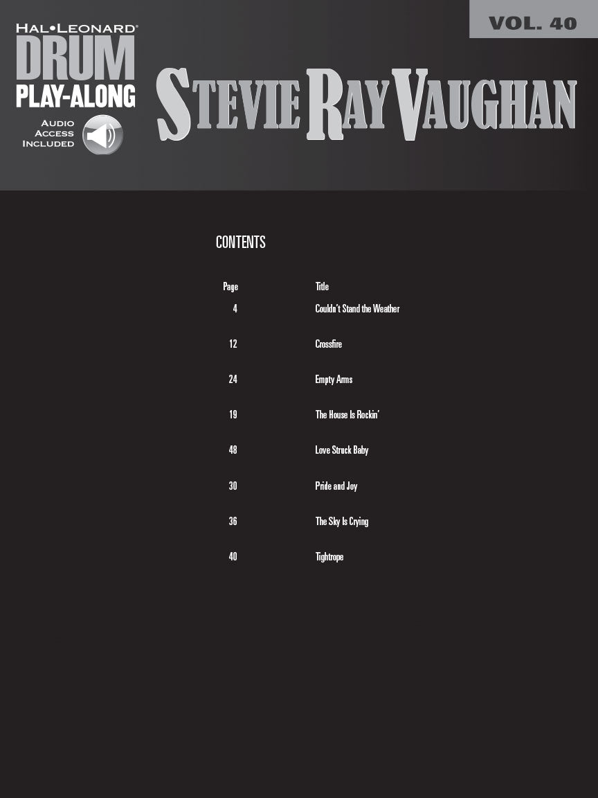 Stevie Ray Vaughan - Drum Play Along Volume 40 Book/Ola