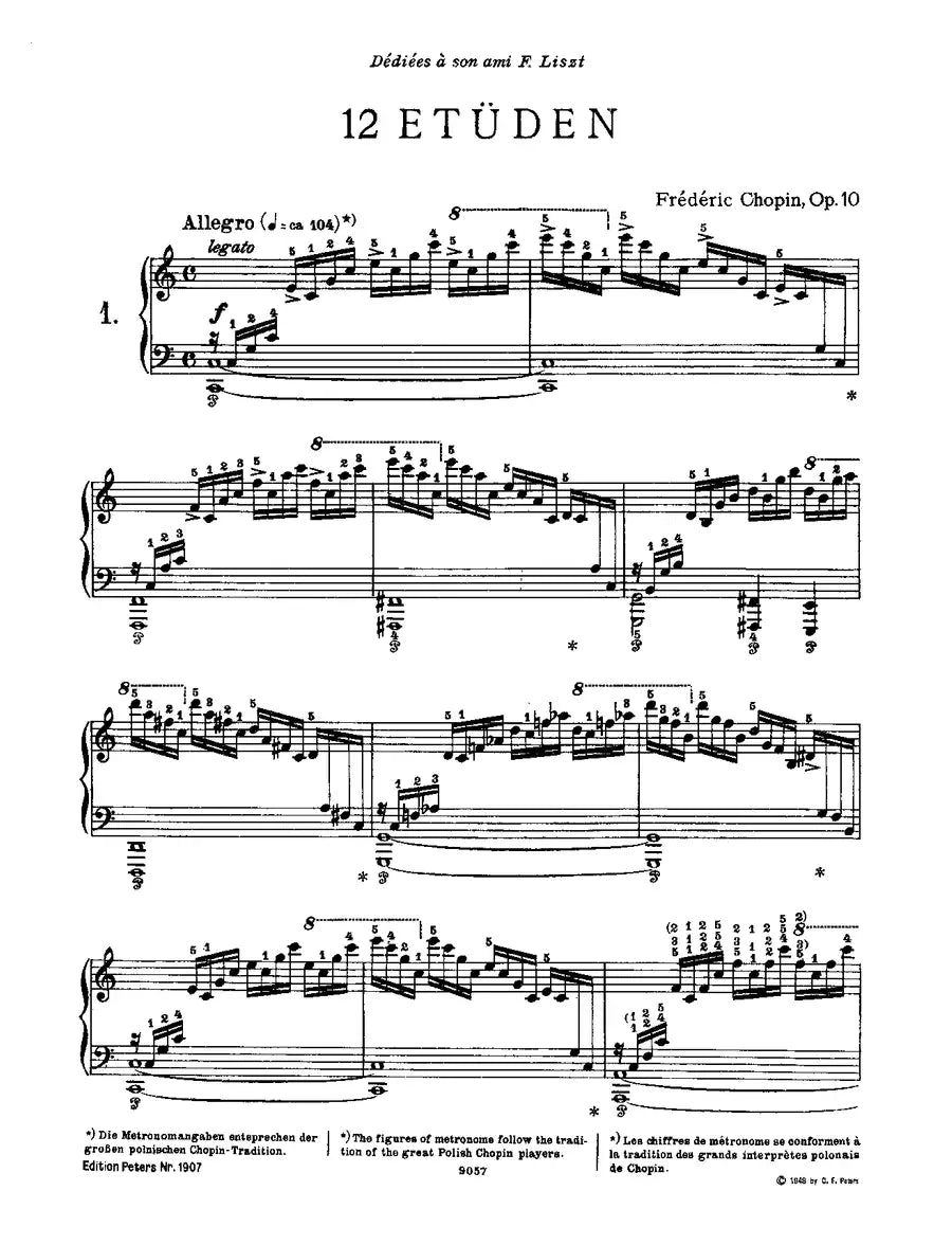 Frederic Chopin: Etudes Op.10 Nos.1–12; Op.25 Nos 1–12 Piano Solo Book