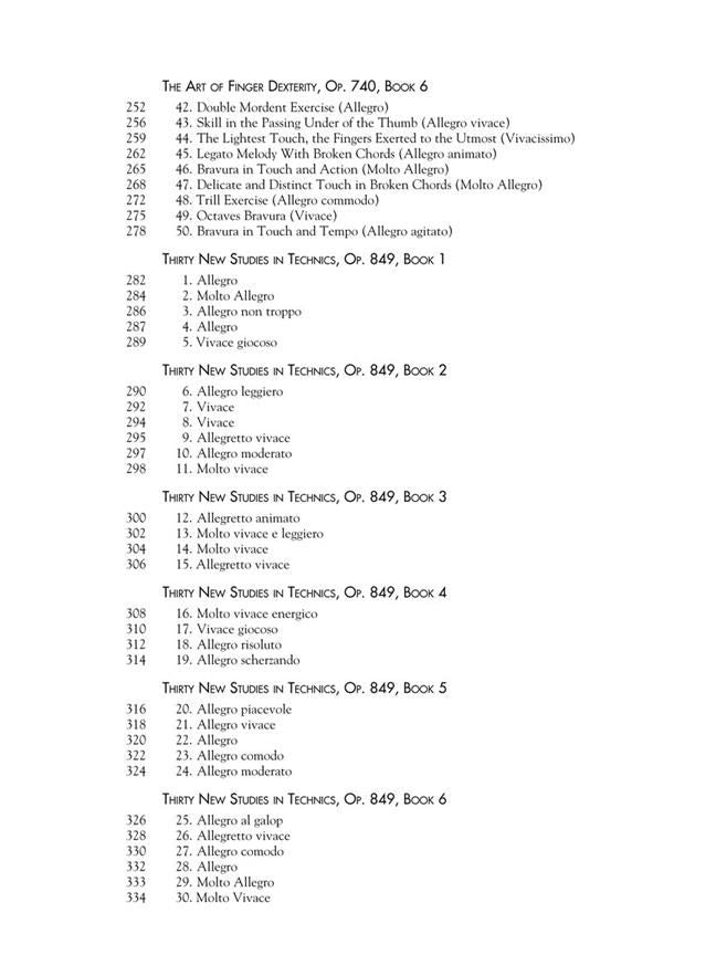 Czerny - Collected Studies Op 299 Op 740 Op 849 Piano Book
