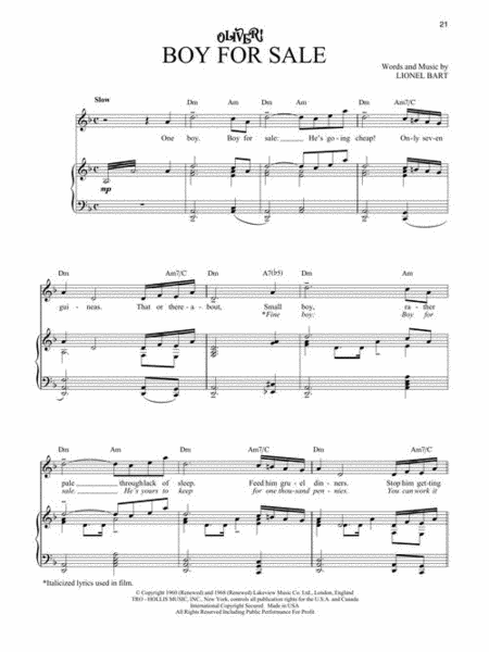 Oliver Vocal Selections PVG Rev Ed