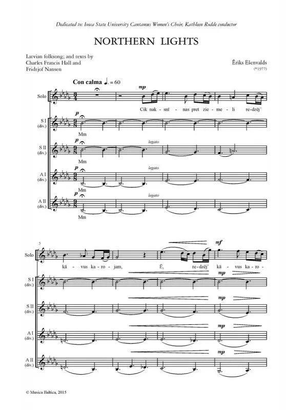 Eriks Esenvalds - Choral Anthology 3 Upper Voices Choral Score Book