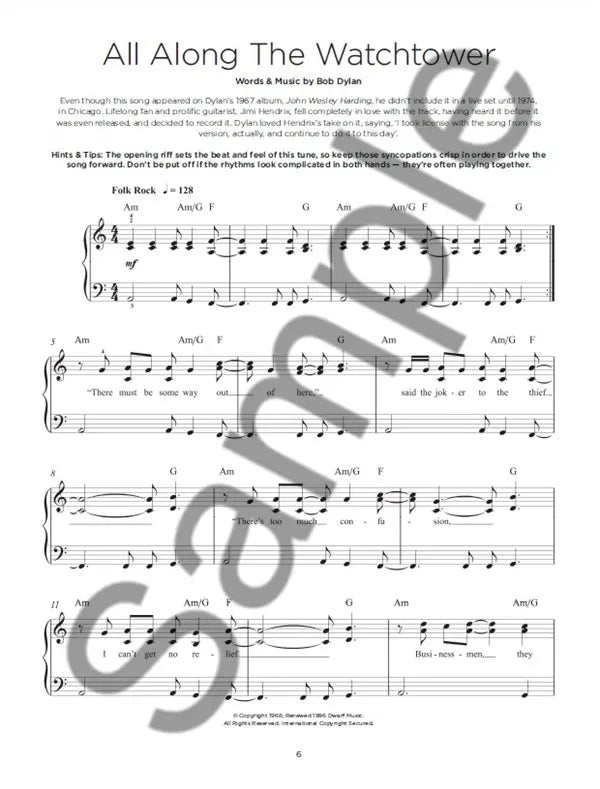Bob Dylan - Really Easy Piano Songbook (16 Bob Dylan Classics)