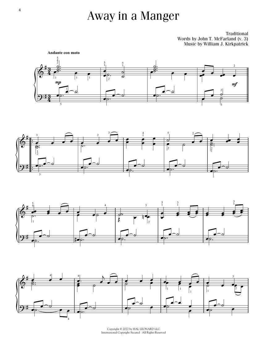 Christmas Carol Arrangements For Piano - Spiral Bound Book