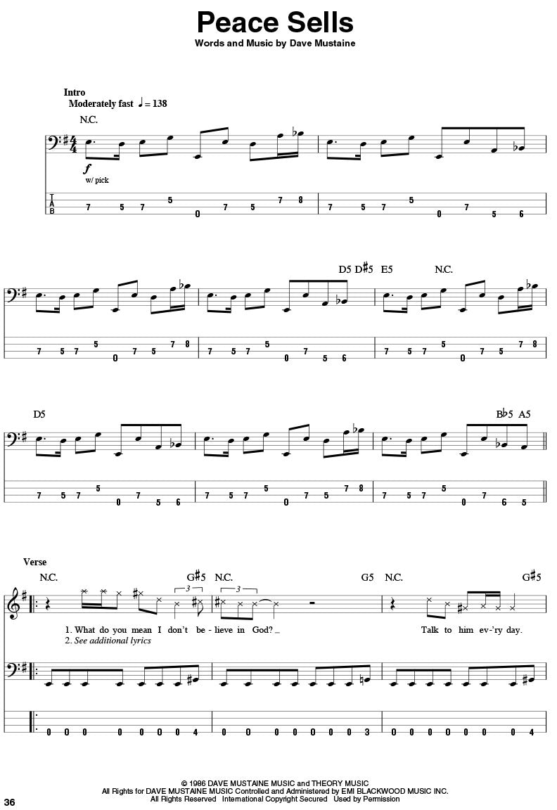 Megadeth Bass Play Along V44 B/Cd