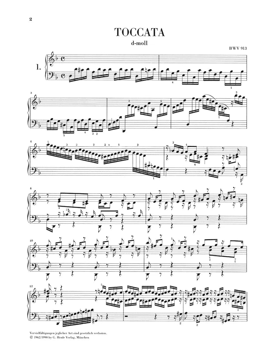 J.S Bach - Toccatas BWC 910-916 Piano Urtext Book