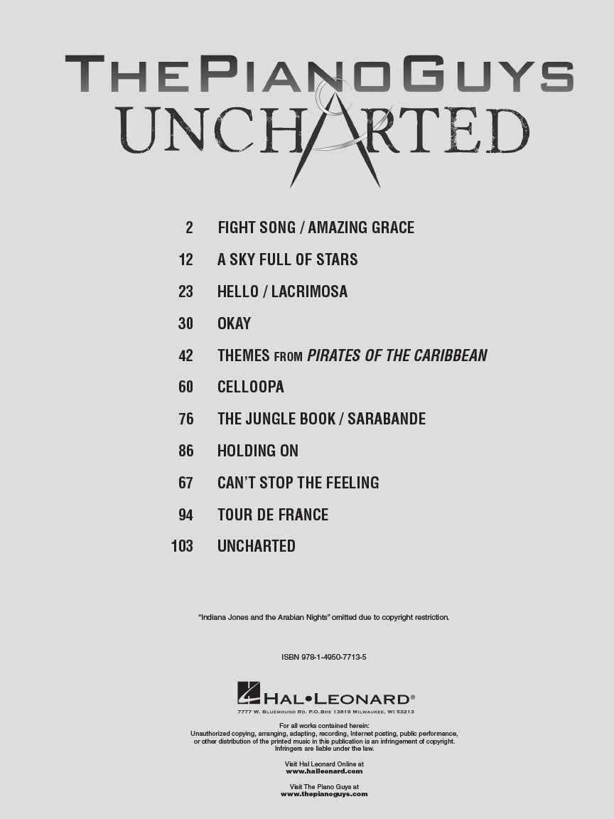 Piano Guys - Uncharted Piano with Optional Violin Book