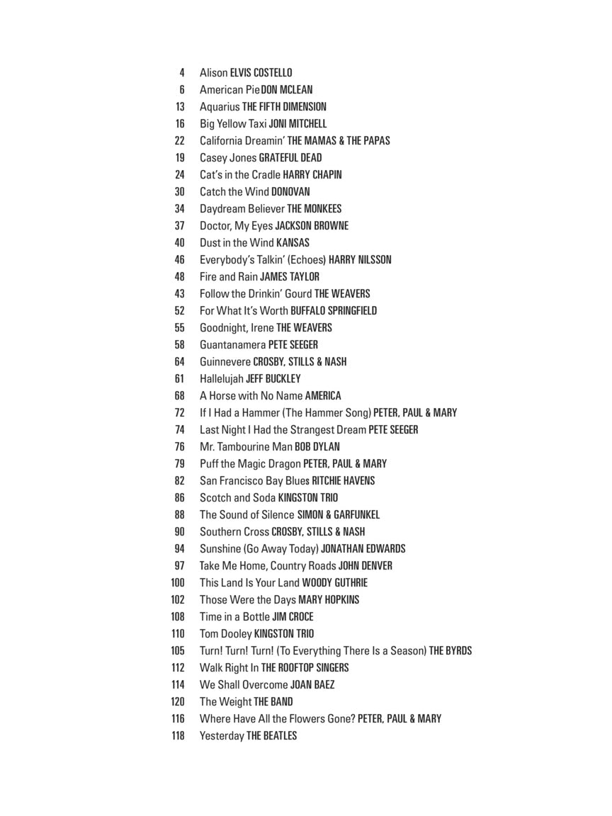 Folk Pop Songs Easy Guitar Notes & Tab Book (40 Songs)