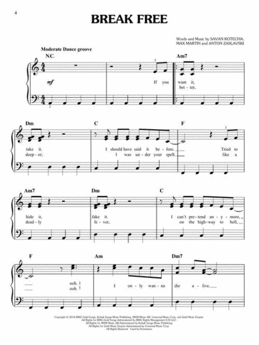 Ariana Grande For Easy Piano Book
