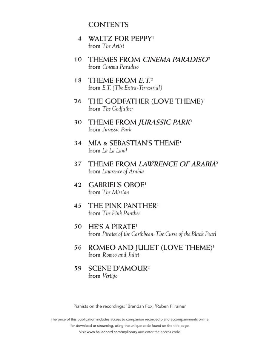 Movie Themes For Classical Players Clarinet/Piano Bk/Ola