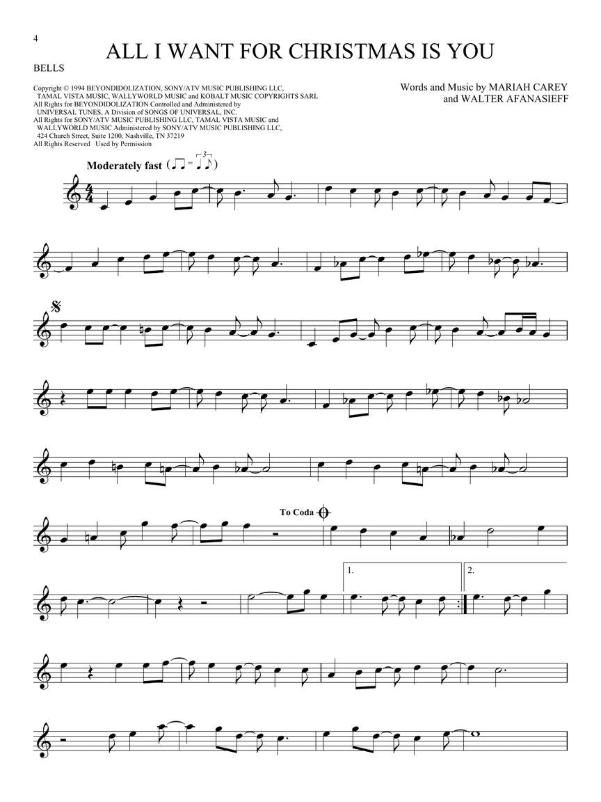 101 Christmas Songs For Bells/Glockenspiel Book