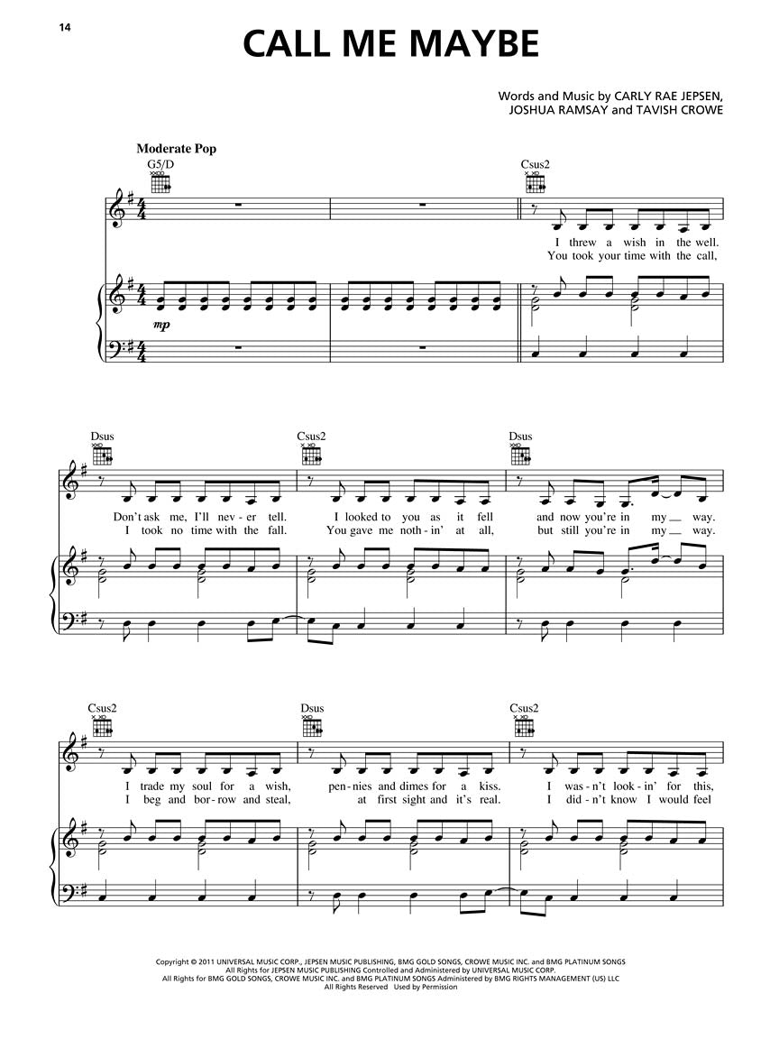 Popular Sheet Music - 30 Hits From 2010 - 2013 For Piano, Vocal and Guitar Book