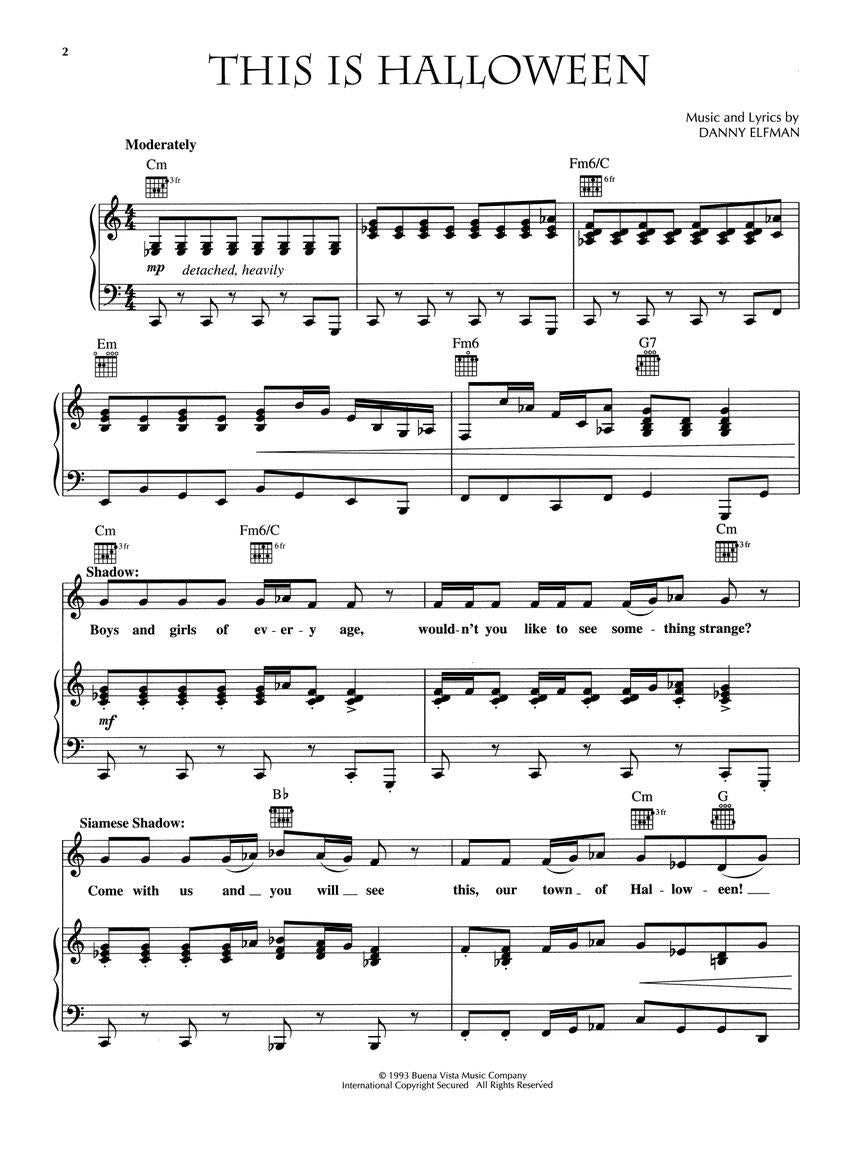 Nightmare Before Christmas - PVG Songbook
