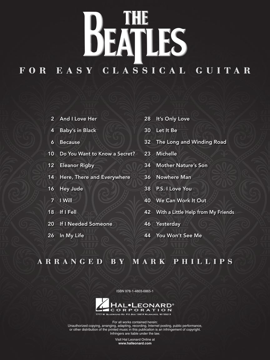 Beatles For Easy Classical Guitar Tab