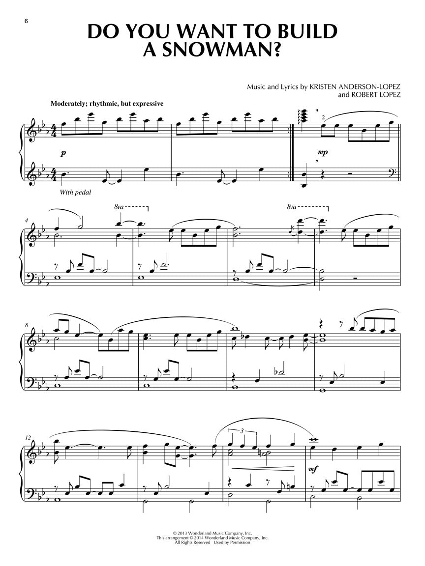 Frozen Music From The Motion Picture Piano Solo