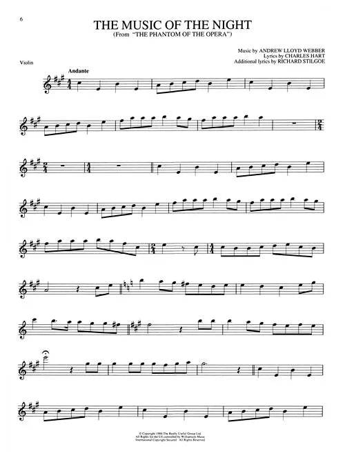 Andrew Lloyd Webber - The Phantom of the Opera - Violin Book