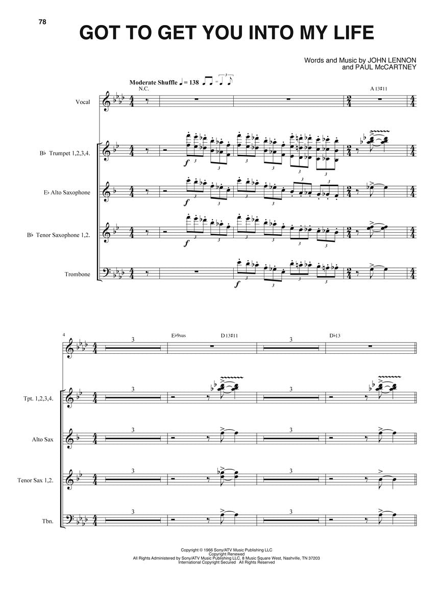 Jazz Pop Horn Section Transcribed Scores