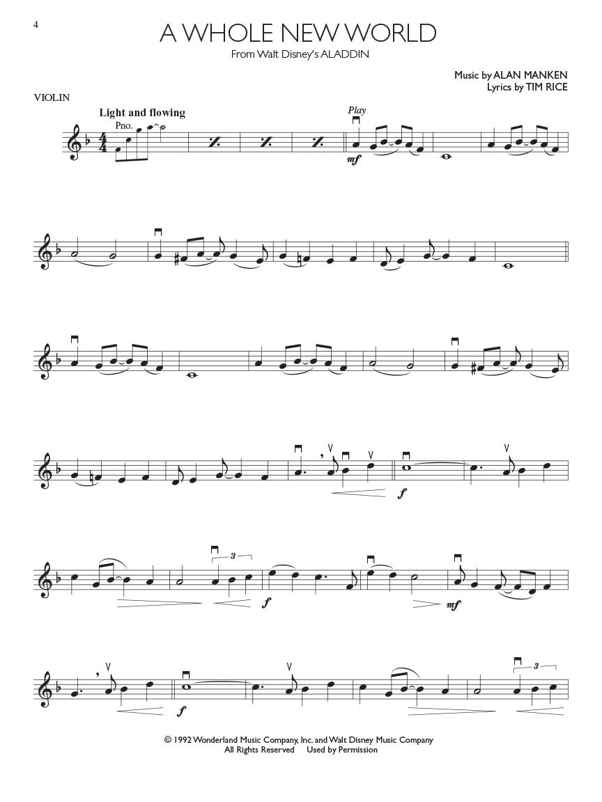 Disney Movie Hits For Violin Play Along Book/Ola