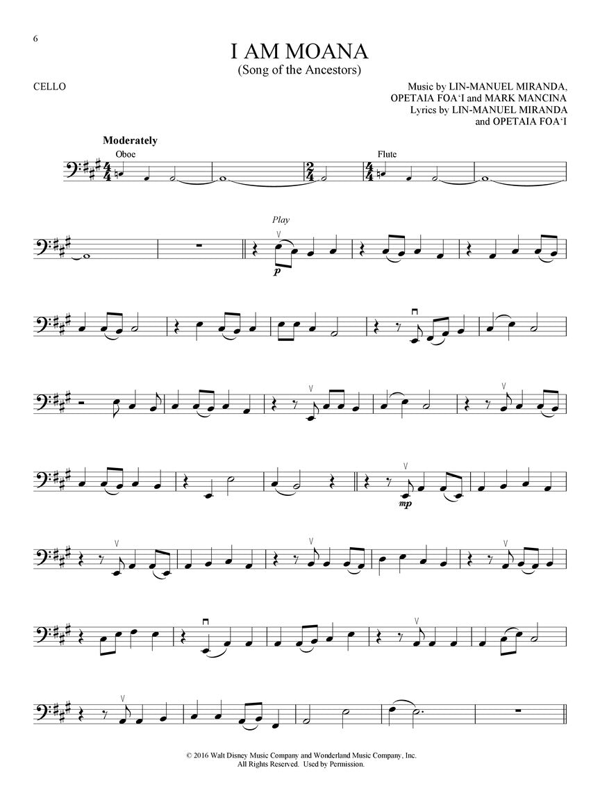Moana For Cello Play Along Book/Ola