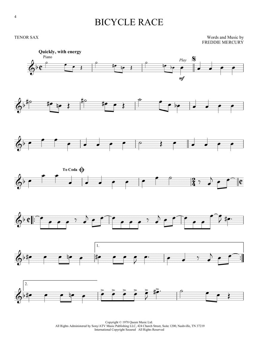 Queen For Tenor Saxophone - Updated Edition Play Along Book/Ola