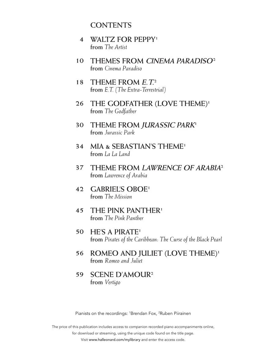 Movie Themes For Classical Players Flute/Piano Bk/Ola