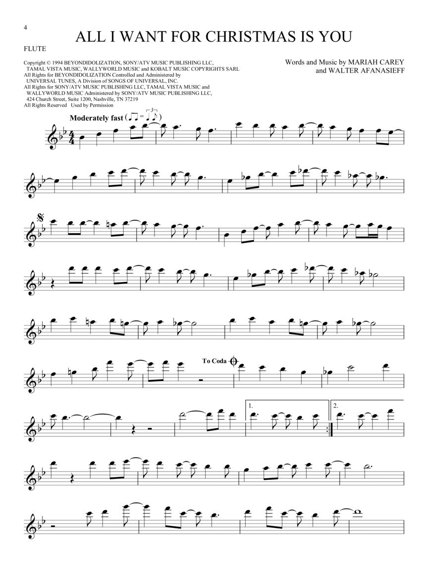 101 Christmas Songs For Flute Book