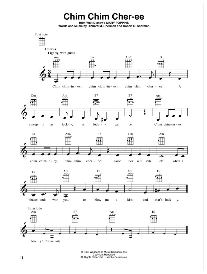 Disney Songs For Ukulele Book
