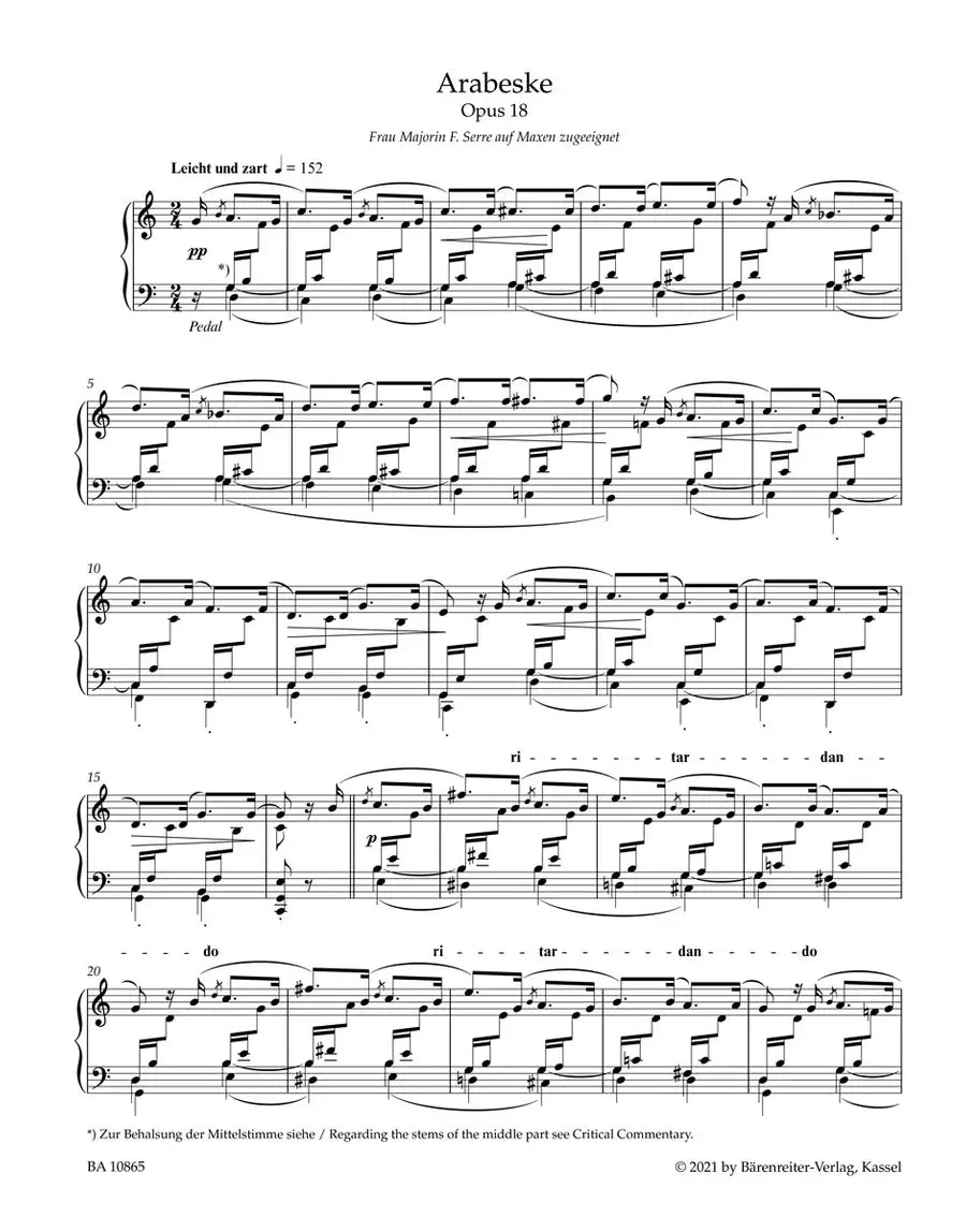 Robert Schumann - Arabesque Op 18 & Blumenstuck Op 19 for Piano Book