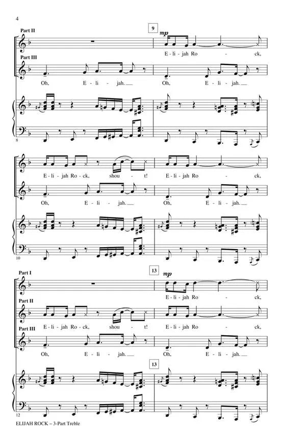 Elijah Rock - 3 Part Treble Vocal Sheet Music