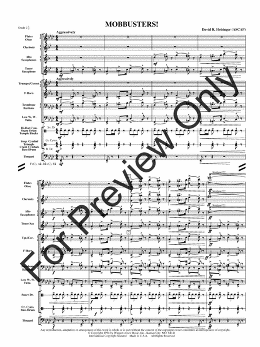 Mobbusters -Concert Band Level 2.5 Score/Parts Book