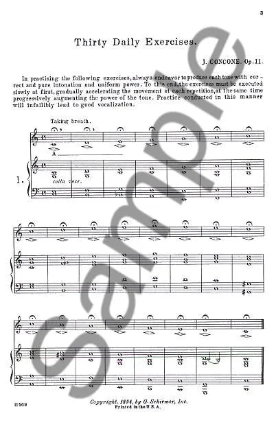 Concone - 30 Daily Exercises Op 11 High Voice Book