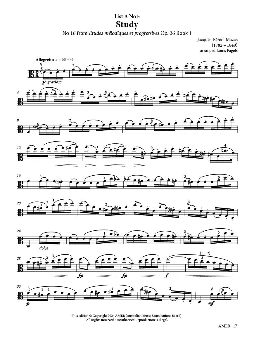 AMEB Viola Series 2- Grade 6 Book (2025+) Pre-order Mid November Arrival