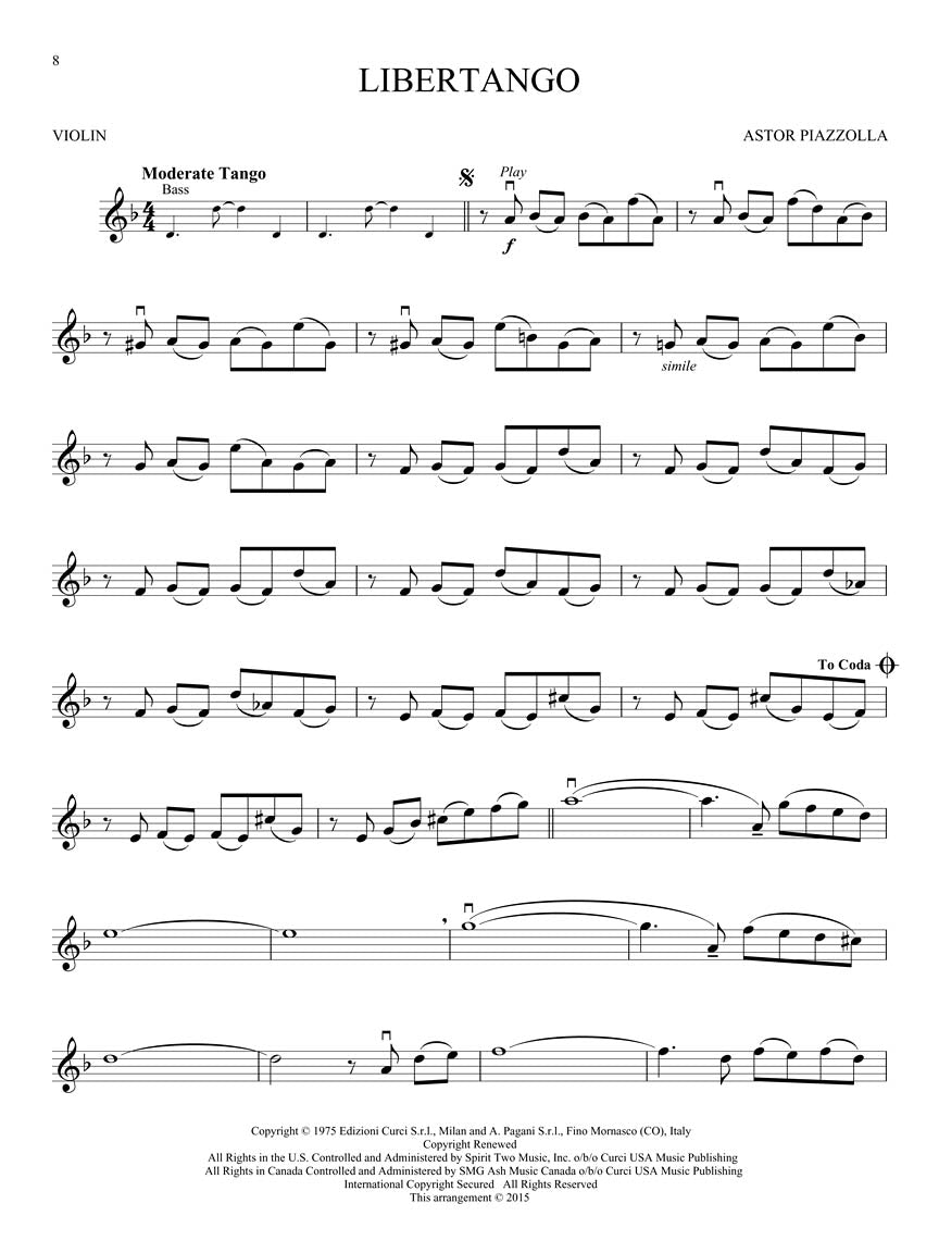 Piazzolla Tangos Violin Book/Ola