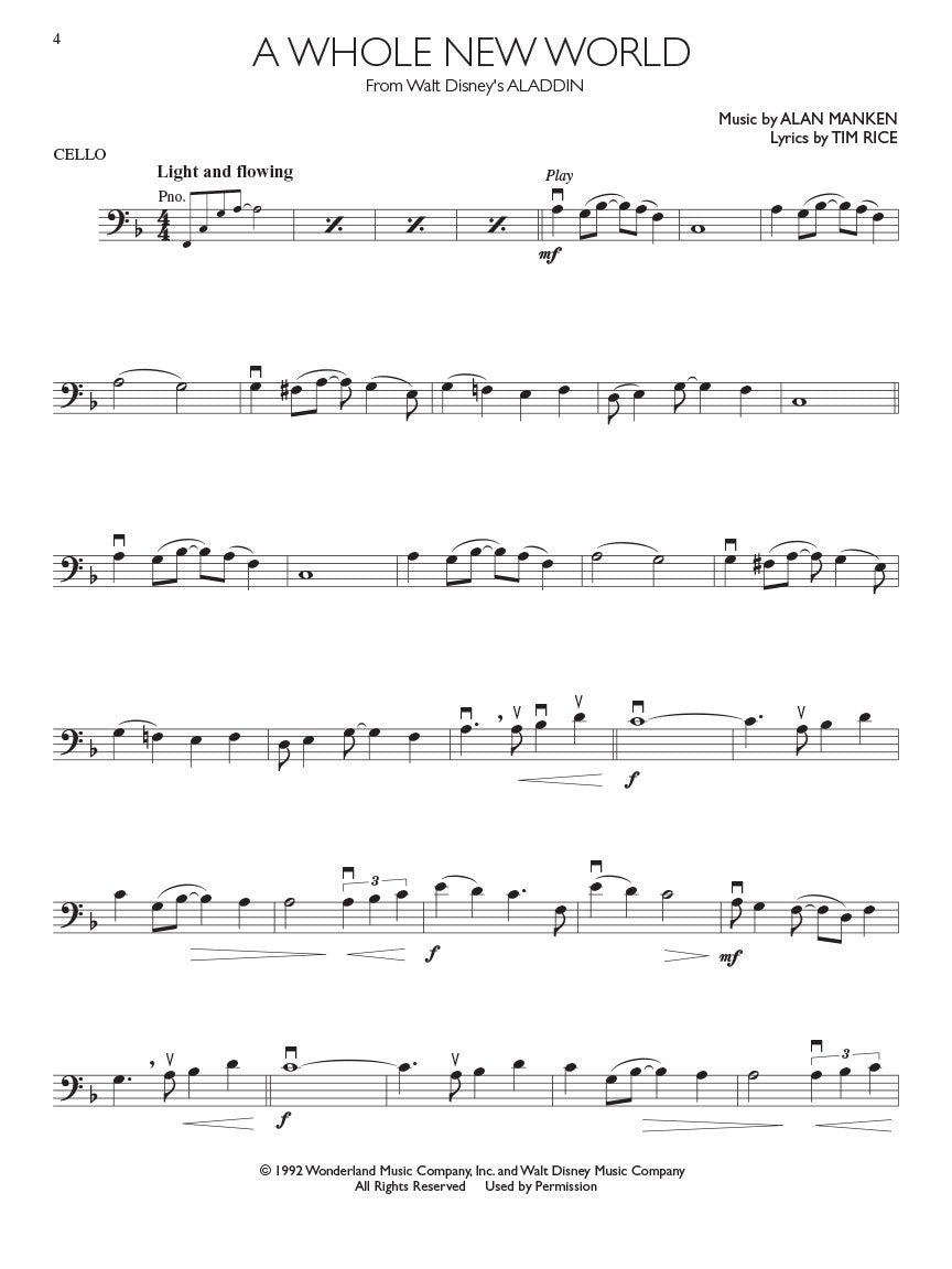 Disney Movie Hits For Cello Play Along Book/Ola