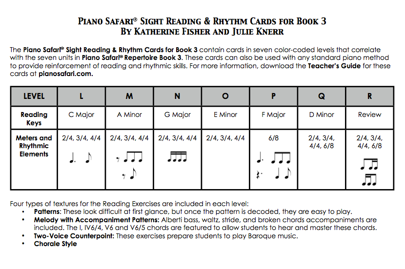Piano Safari - Sight Reading and Rhythm Cards Level 3 Pack