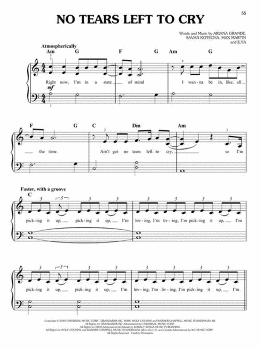 Ariana Grande For Easy Piano Book
